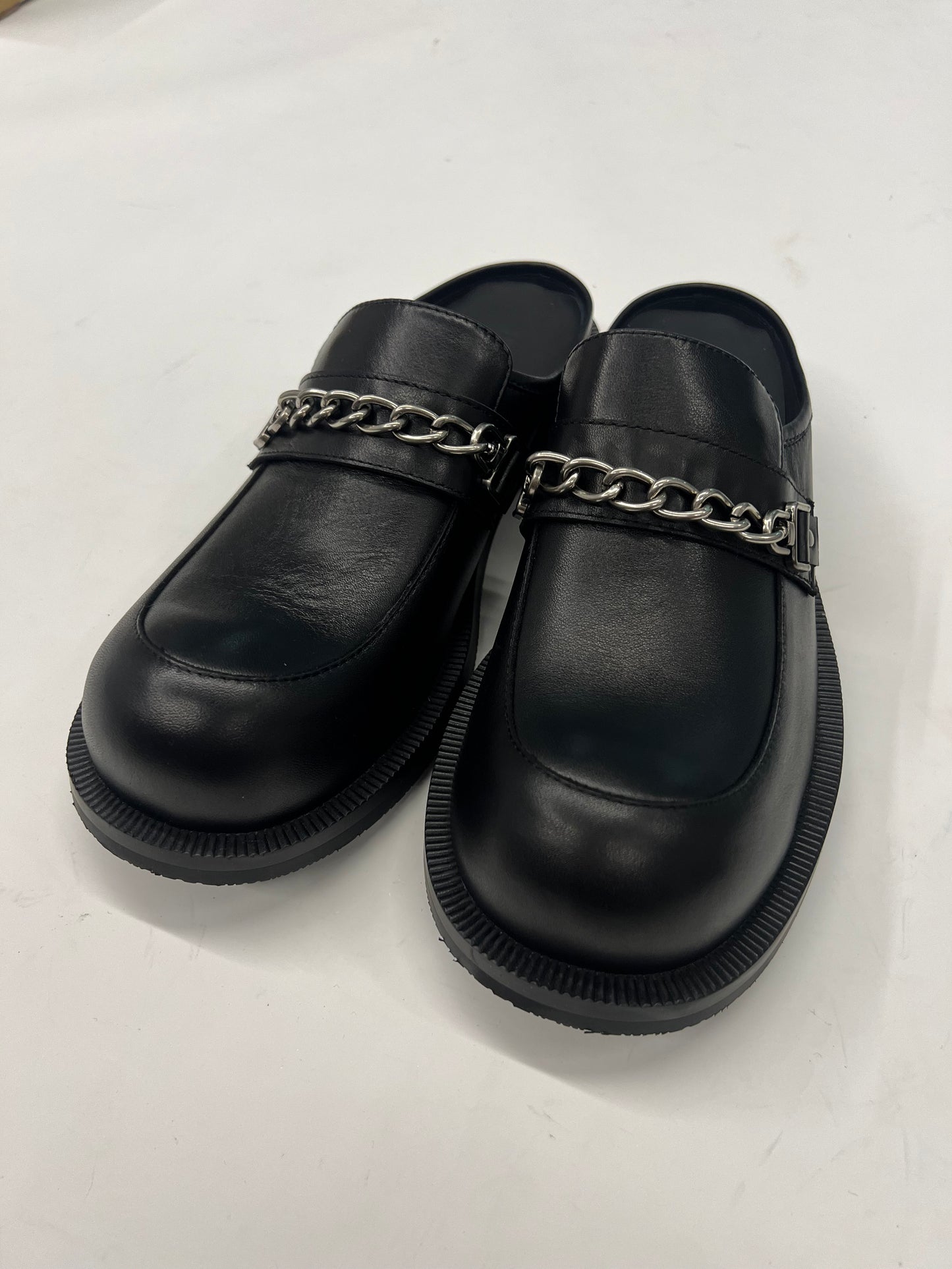 Martine Rose Loafer-Derby Genuine Leather Slip-On Shoes Retro Platform - Chain half slippers