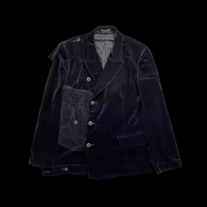 Yohji Yamamoto Velvet Family Crest Serpent Emblem Jacket - Skirt Suit - Top