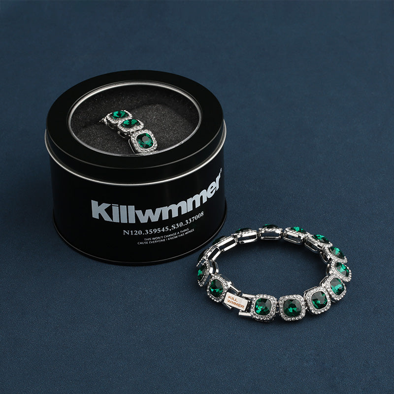 killwimmer Full Diamond Sugar Bracelet Small-Batch Four-Square Diamond Design - Bracelet 16 / 18 / 21 cm