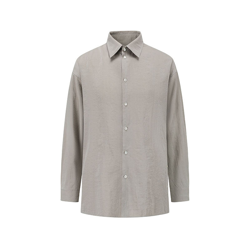 LEMAIRE 25SS New Glossy Dry Silk Shirt – Sage Green Black Edition - 25ss dry silk shirt (sage green)