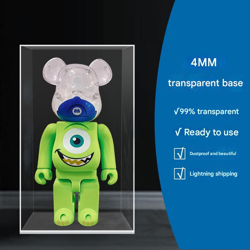 One-Piece Clear Acrylic Display Case for Bearbrick Figures No-Assembly Dustproof Cover - Integrated 29*39*74cm