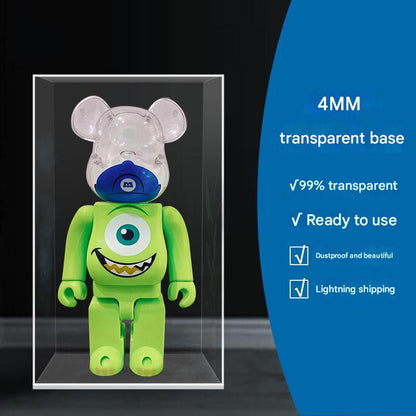 One-Piece Clear Acrylic Display Case for Bearbrick Figures No-Assembly Dustproof Cover - Integrated 29*39*74cm