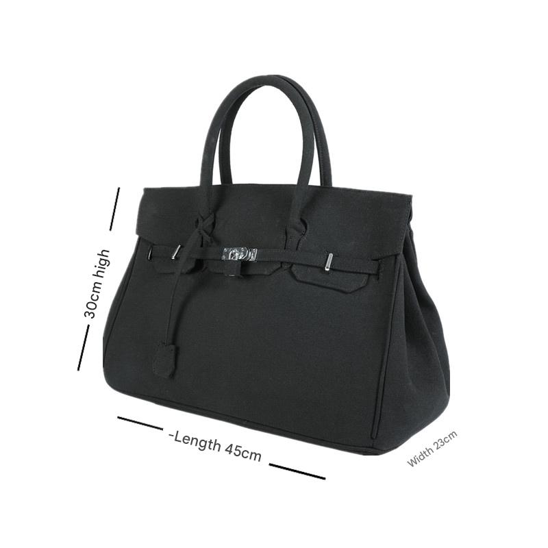 donclick Designer Washed Canvas Birkin Handbag Tote - Non-ReadyMade Vintage Vibe - 45cm