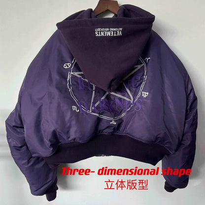 Revised Vetements Pentagram Bomber - Cropped Hooded Jacket  