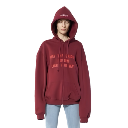 Revised VTM 17SS ’Bridges I Burn’ Zip Hoodie - Ultra Heavyweight Hoodie - Zip Red
