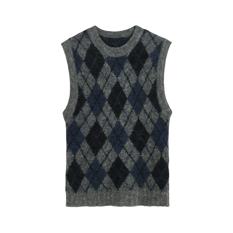 donclic Blue-Grey Mohair Wool Vest -Diamond Our Legacy Knit Relaxed Fit Cardigan - Gray blue vest