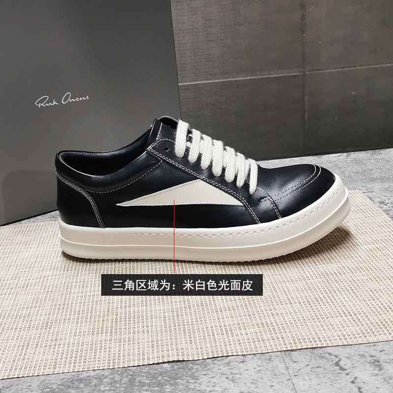 RO 22SS Vintage Leather Low-Top Sneaker Rick Owens - Black/Milk - 