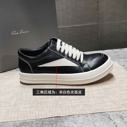 RO 22SS Vintage Leather Low-Top Sneaker Rick Owens - Black/Milk - 