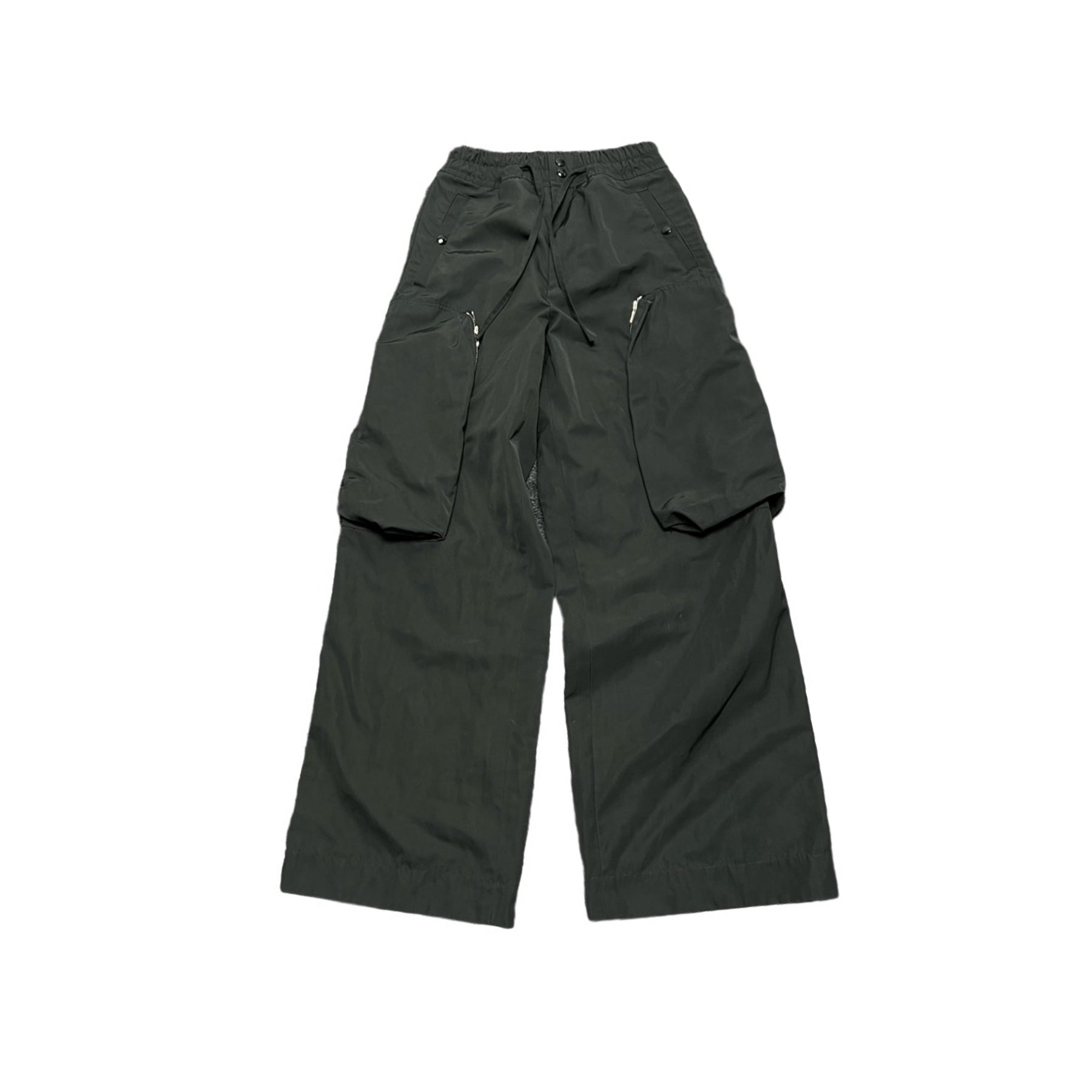 DVN AW24 Asymmetric Cocoon Zip Jacket - Nylon Utility Pants Set Oversized Pocket