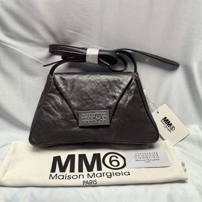 MM6 Maison Vintage Distressed Embossed Flap Messenger Margiela Leather Bag - Grey