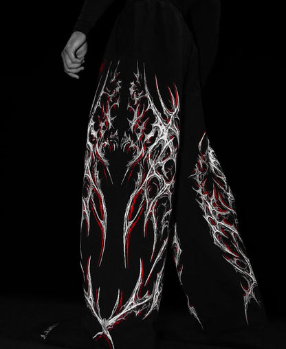 Breathedivinity Dark Thorns Sweatpants - 100% Cotton French Terry Loose Straight Leg - DM for size if not sure / Red
