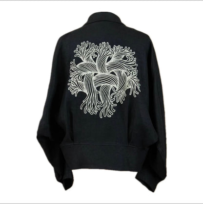 Nemeth Rope-Knit Back Wool Jacket - Curved Blade Design Coat - Black
