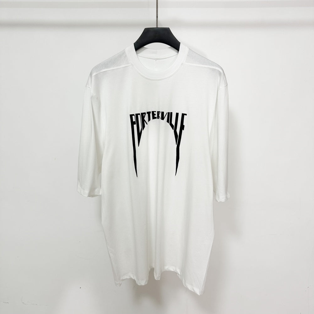 Dark Avant-garde Rick Owen Vibe High-Street Tee – Oversized Cotton Short Sleeve - White