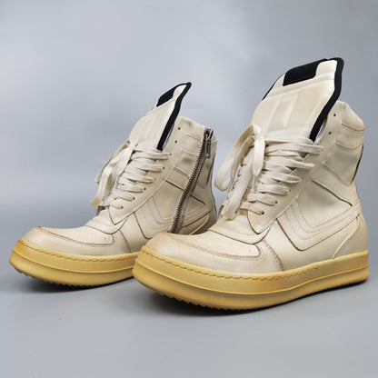 Rick Owen Reverse Triangle High-Top Leather Shoes Thick Sole Sneakers