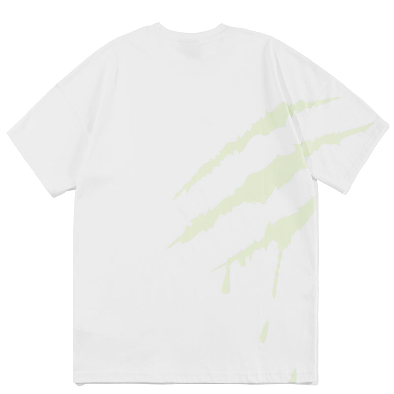 SUAMOMENT BloodClaw Loose Fit Tee Claw Marks Foil Print Couples’ Casual