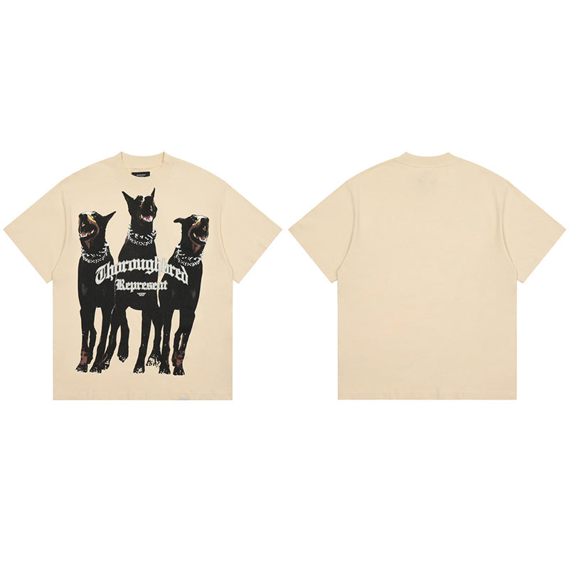 REPRESENT Washed Distressed Doberman Shark Short-Sleeve T-Shirt FOG