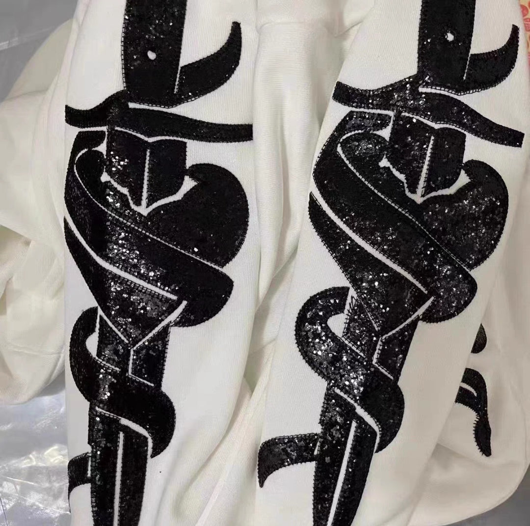 Amiri Sword Hoodie High Street Embroidery Heavyweight Sequin Detail - With Sequin