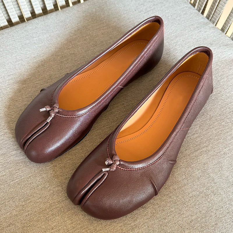25SS MM6 Slip-On Margiela Tabi Shoes - Buttery Lambskin Split-Toe Ballet Flats -  donclickin