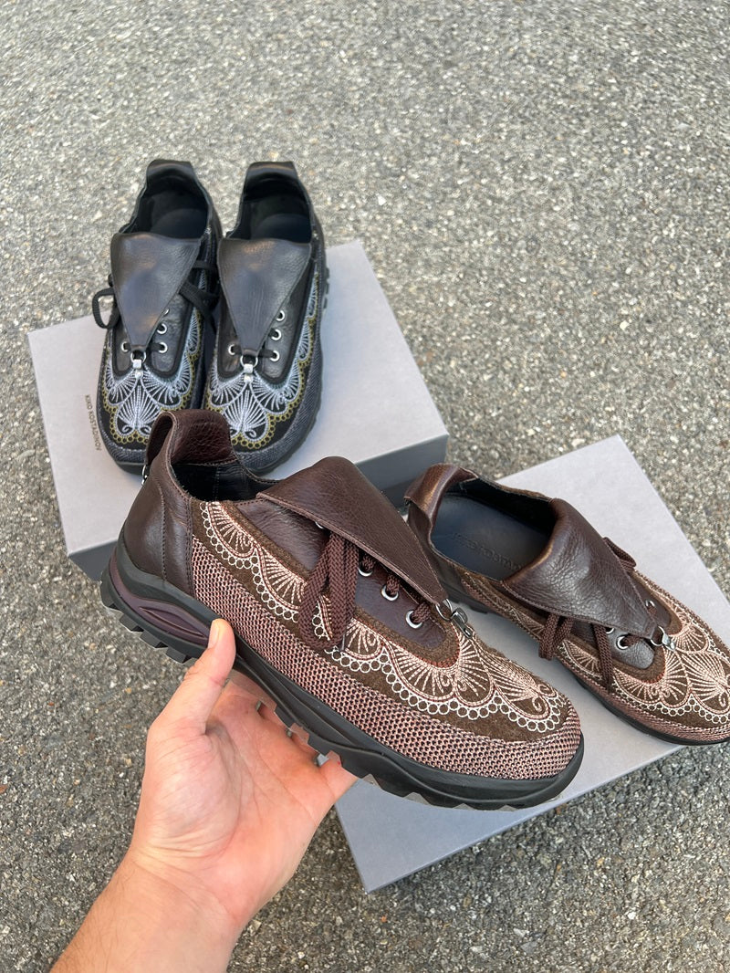 donclick Kiko Kostadinov AW24 Carved Brogue Shoes -Embroidered Workwear Derbies