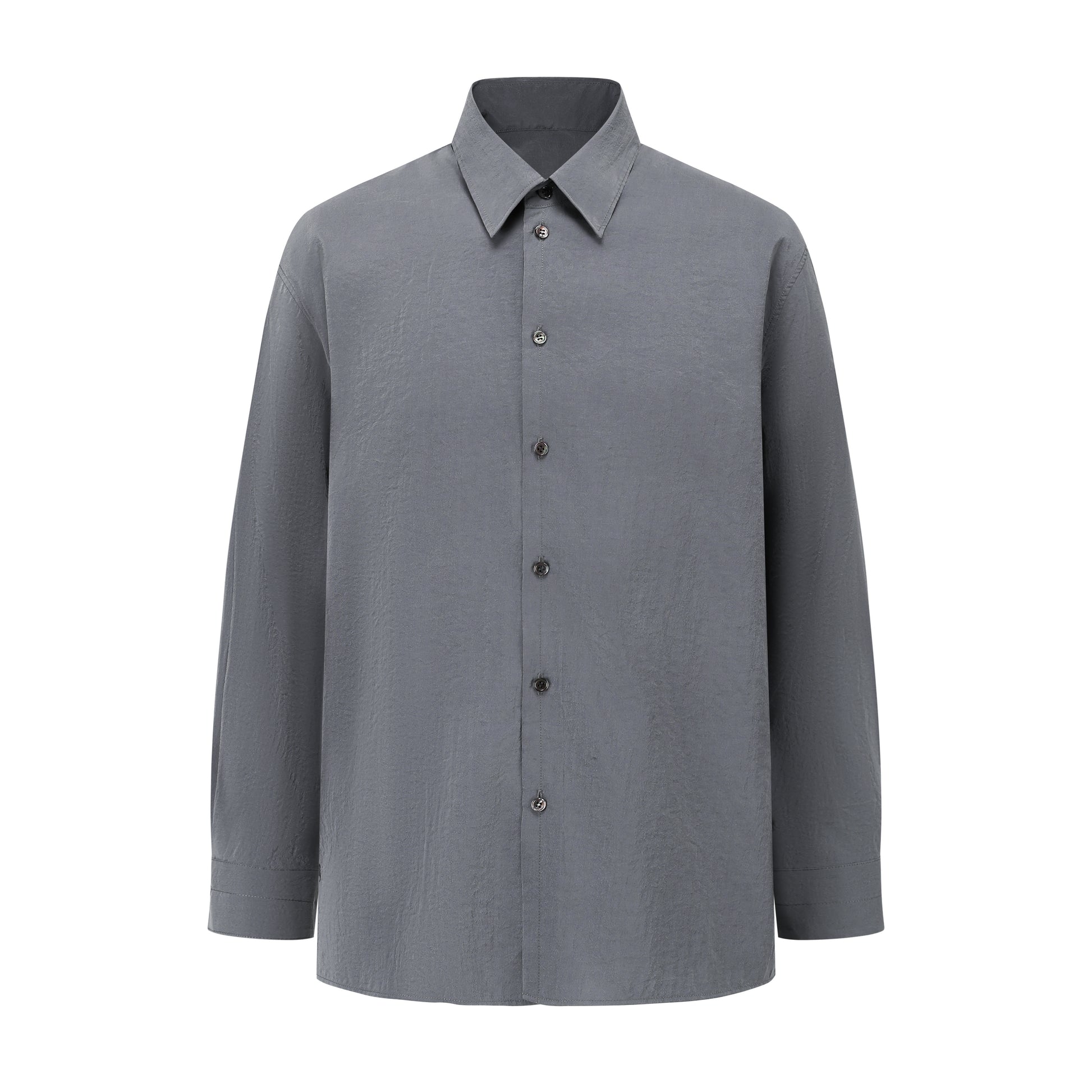 LEMAIRE 25SS New Glossy Dry Silk Shirt – Sage Green Black Edition - 25ss dry silk shirt (gray)