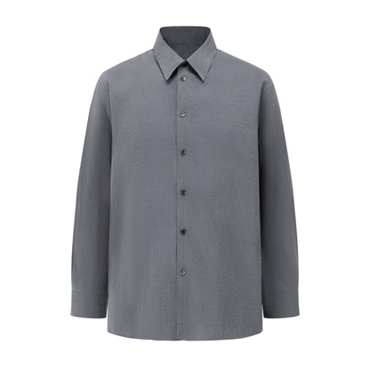 LEMAIRE 25SS New Glossy Dry Silk Shirt – Sage Green Black Edition - 25ss dry silk shirt (gray)