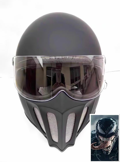 McKense Venom Anti-Fog Cruiser Motorcycle Helmet – Retro German Fiberglass Design