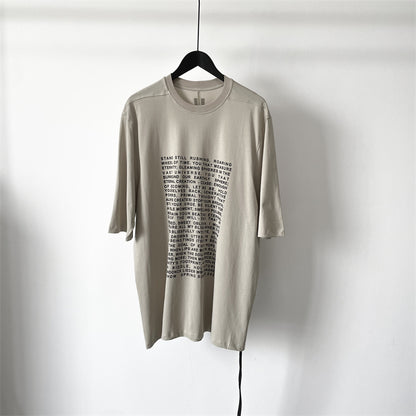 Dark Avant-garde Rick Owen Slogan RO Print Oversized Short Sleeve Tee - White