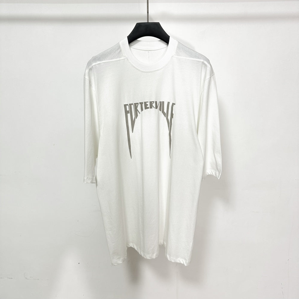 Dark Avant-garde Rick Owen Vibe High-Street Tee – Oversized Cotton Short Sleeve - White Grey Letter