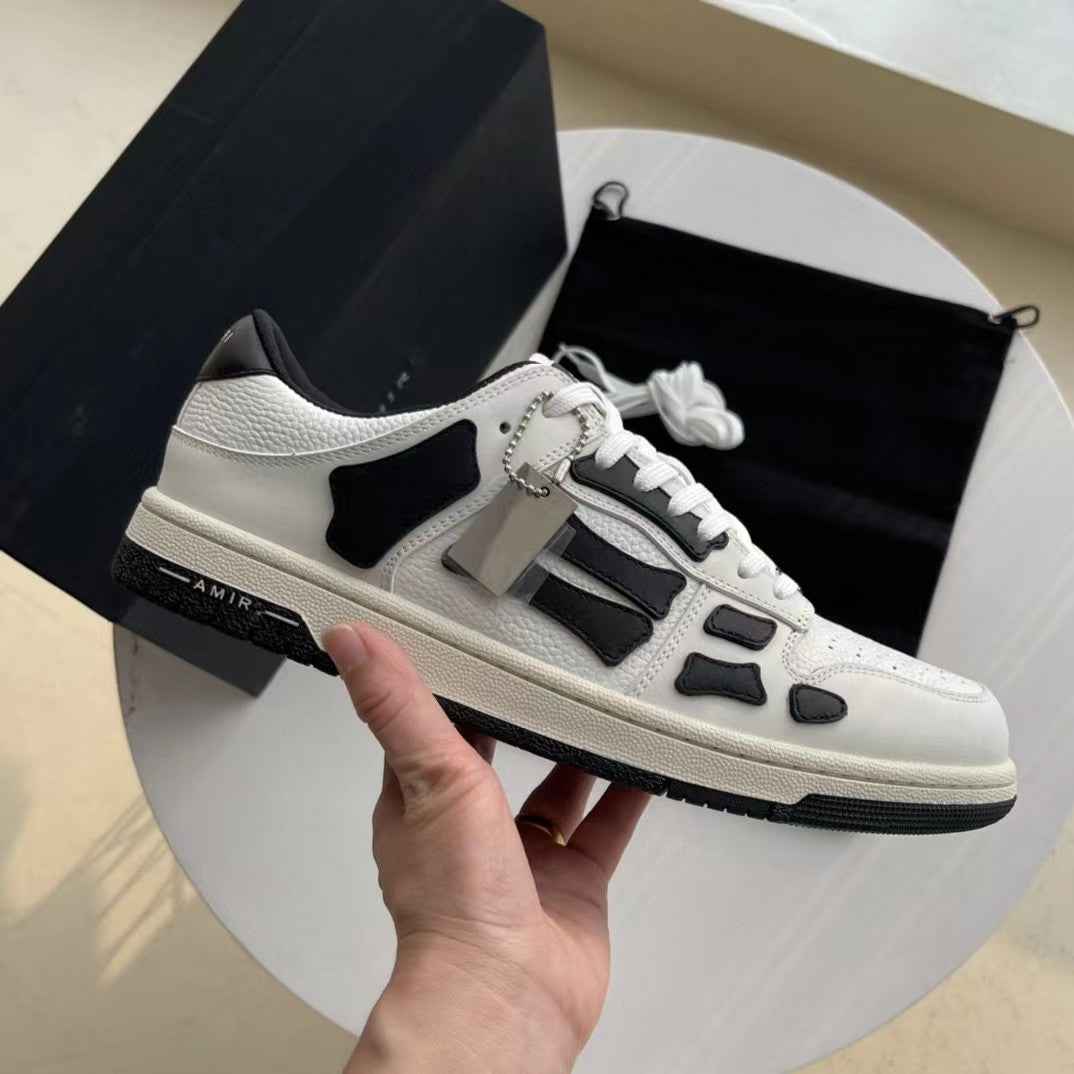 2023SS AMIRI Bone Shoes Lychee Grain Top Layer Cowhide Low-top Leisure Board Shoes