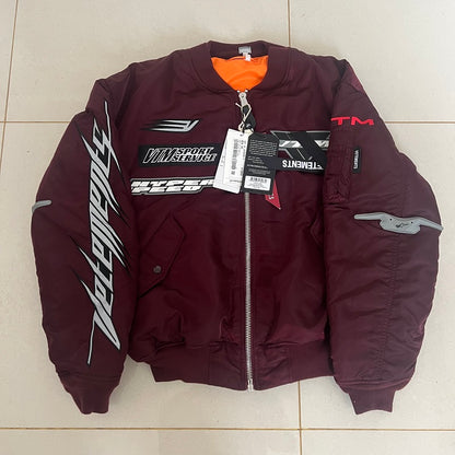 Vetements 23FW Alpha Black Race Car Air Force Jacket Cotton Bomber - Red
