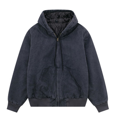 J130 Heavyweight Vintage Washed Hooded Jacket Unisex Retro Outerwear