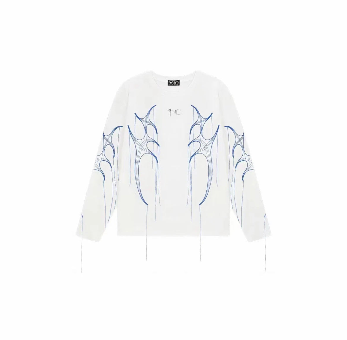 Thug Club 24SS Embroidered Silver Tassel 3D Design Long Sleeve T-Shirt: Kim Jae - White