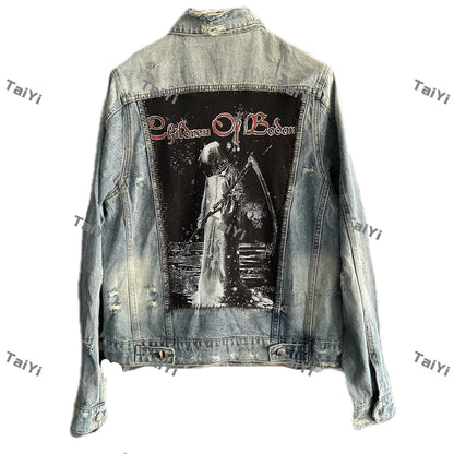 AMIRI 16OG Patchwork Back Kill Denim Jacket Metallica High-Street - Death