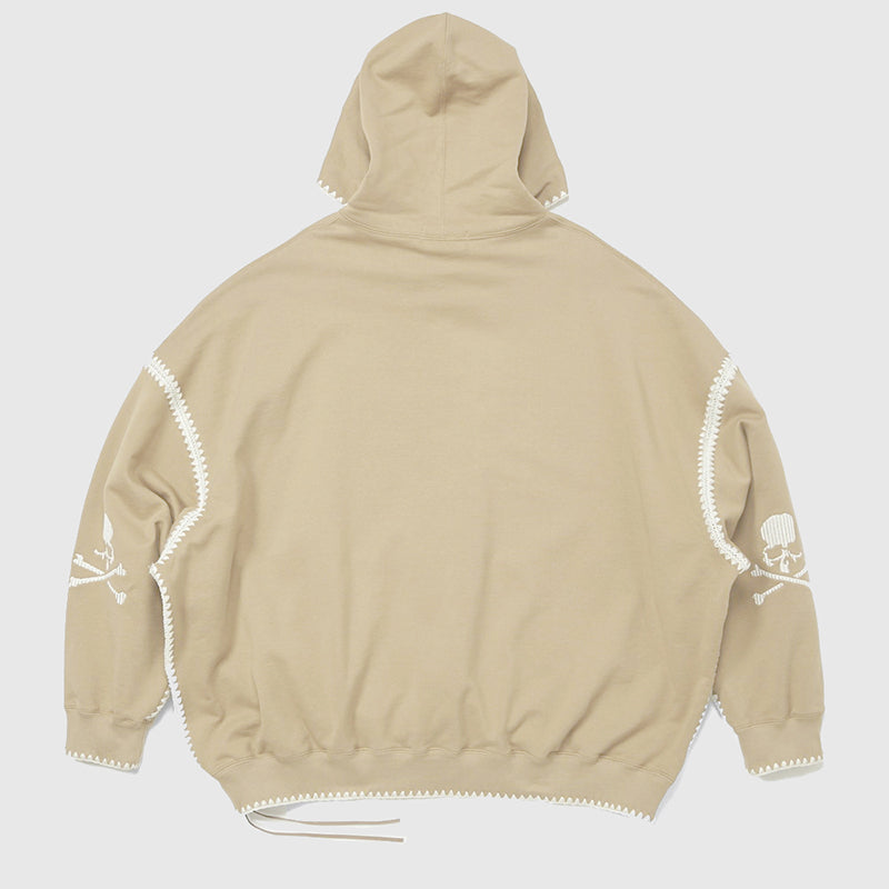 Mastermind Scalloped Edge 500g Heavyweight Hoodie - Wheat Ear Skull Embroidery - donclickin