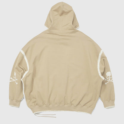 Mastermind Scalloped Edge 500g Heavyweight Hoodie - Wheat Ear Skull Embroidery - donclickin