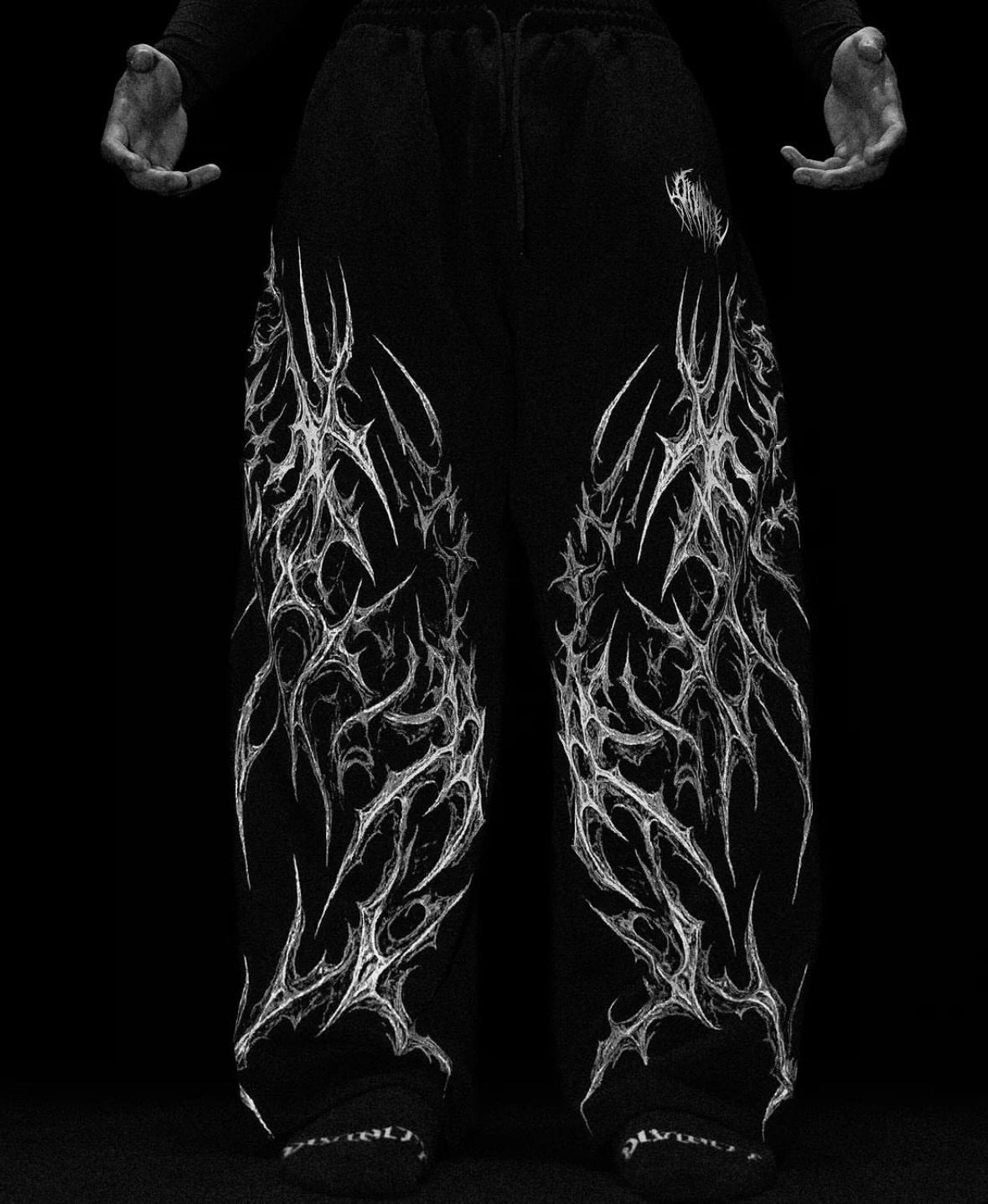 Breathedivinity Dark Thorns Sweatpants - 100% Cotton French Terry Loose Straight Leg - DM for size if not sure / White
