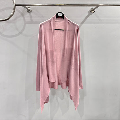 Donclickin 23FW Gothic Rick Owen Patchwork Drape Knit Open-Front Cardigan Jacket