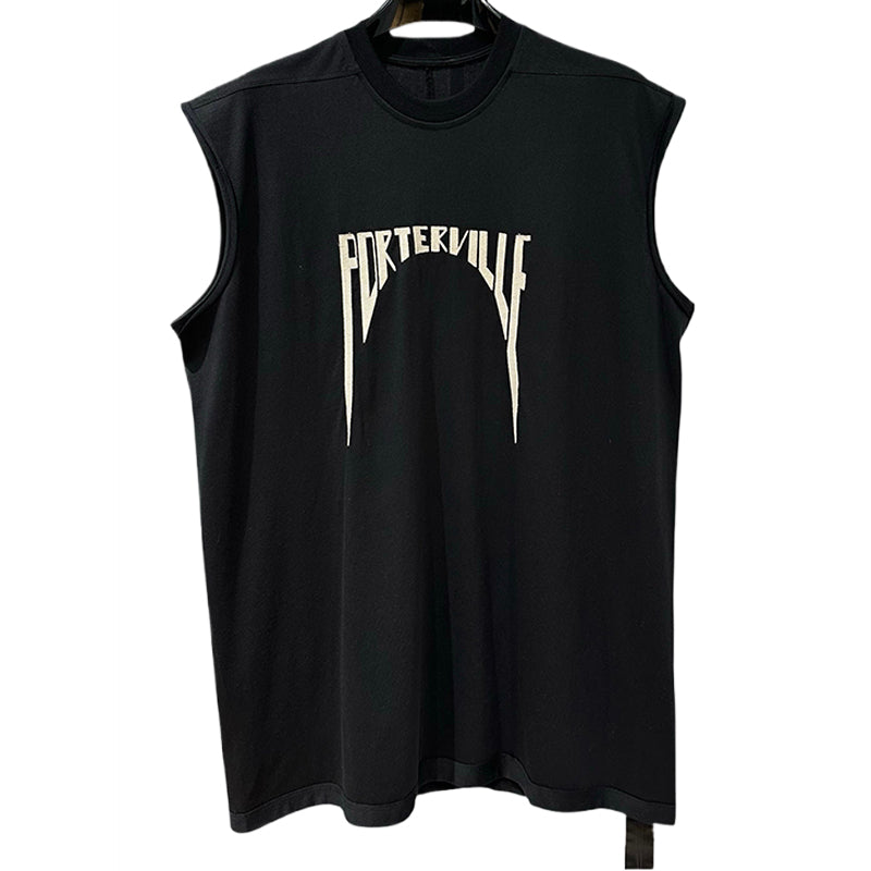 Dark Avant-garde Rick Owen Vibe High-Street Tee – Oversized Cotton Short Sleeve - Black sleeveless