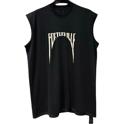 Dark Avant-garde Rick Owen Vibe High-Street Tee – Oversized Cotton Short Sleeve - Black sleeveless