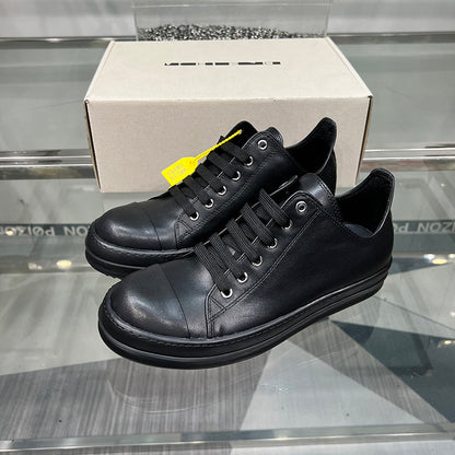 Rick Owen Low-Top Leather Platform Sneaker RO Dark Elevated Sole Casual Shoes