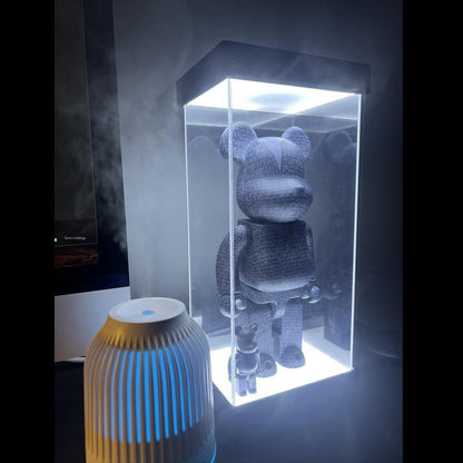One-Piece Clear Acrylic Display Case for Bearbrick Figures No-Assembly Dustproof Cover - Integrated 15*13*30cm