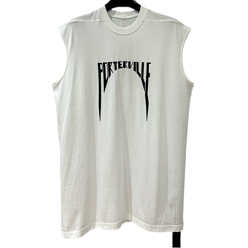 Dark Avant-garde Rick Owen Vibe High-Street Tee – Oversized Cotton Short Sleeve - White sleeveless