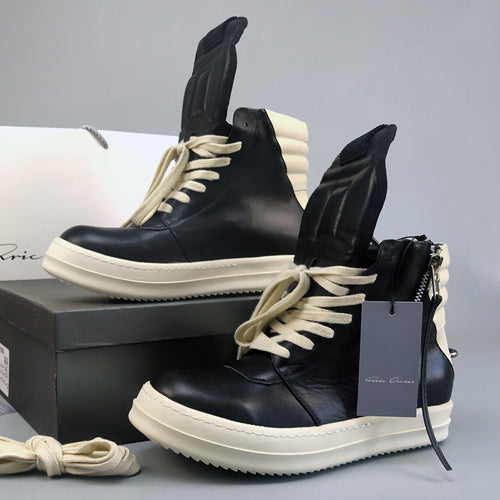 Rick Owen Reverse Triangle High-Top Leather Shoes Thick Sole Sneakers