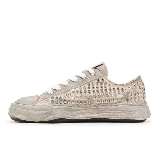 Mihara MMY A13FW736 Studded Distressed Sneakers Melting Canvas Shoes