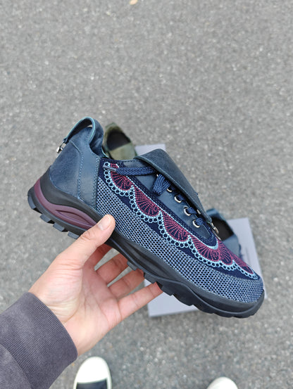 donclick Kiko Kostadinov AW24 Carved Brogue Shoes -Embroidered Workwear Derbies - Blue