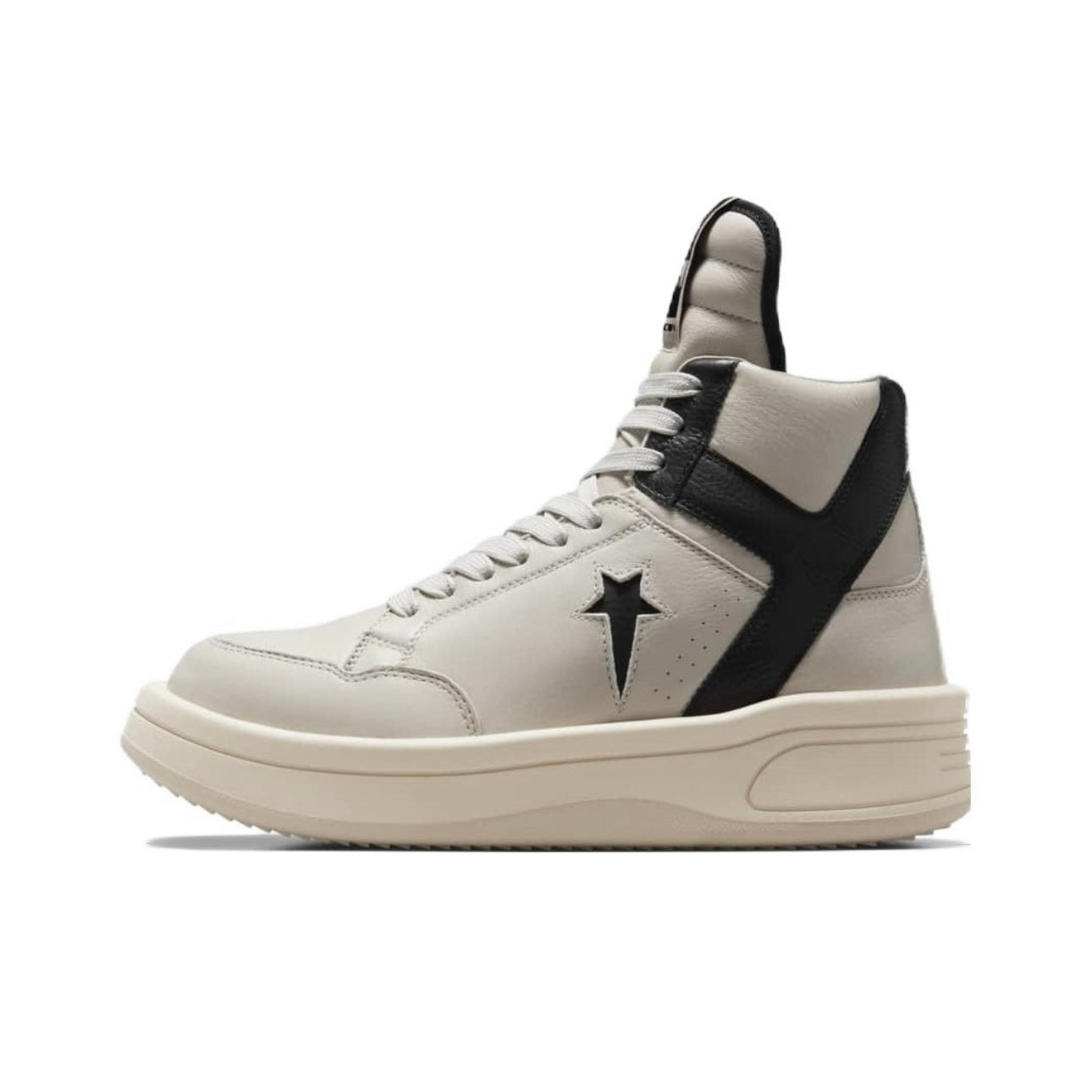 RO High-Top Leather Sneakers - Rick Owens Round-Toe Lace-Ups