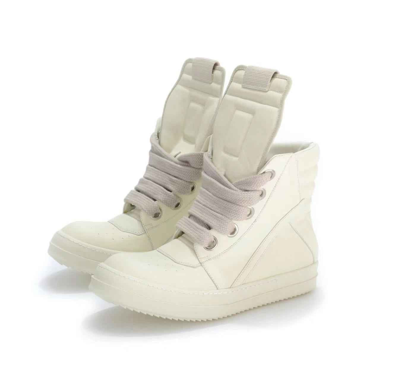 Correct Vers. Rick Owens Wax Surface Satin Sub-line Leather Shoes High/Low Cut