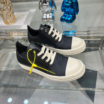 Rick Owen Low-Top Leather Platform Sneaker RO Dark Elevated Sole Casual Shoes