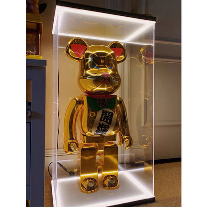 One-Piece Clear Acrylic Display Case for Bearbrick Figures No-Assembly Dustproof Cover - Integrated 29*39*74cm