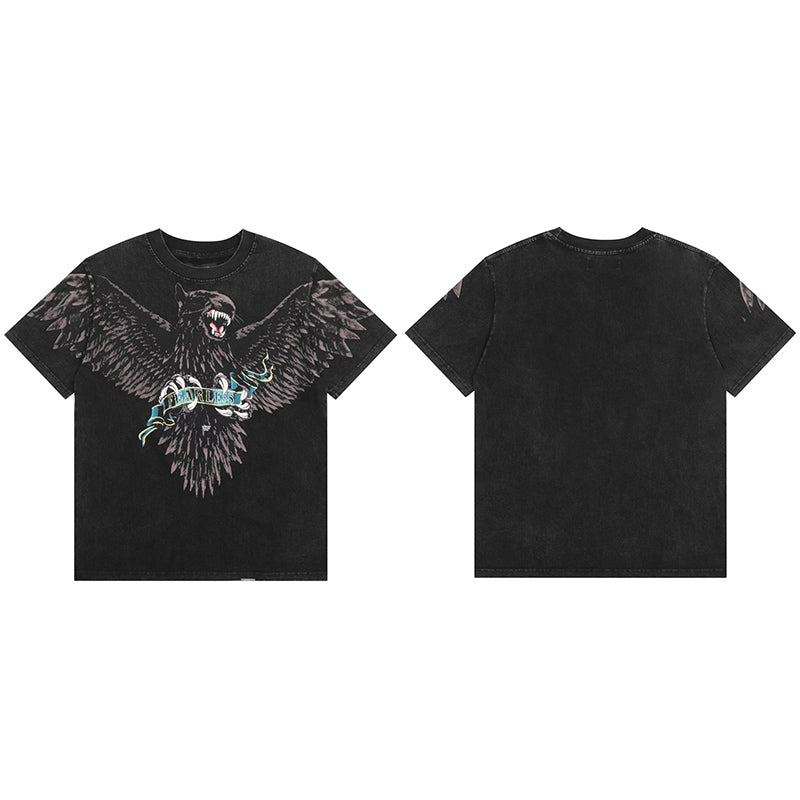 REPRESENT Washed Distressed Doberman Shark Short-Sleeve T-Shirt FOG